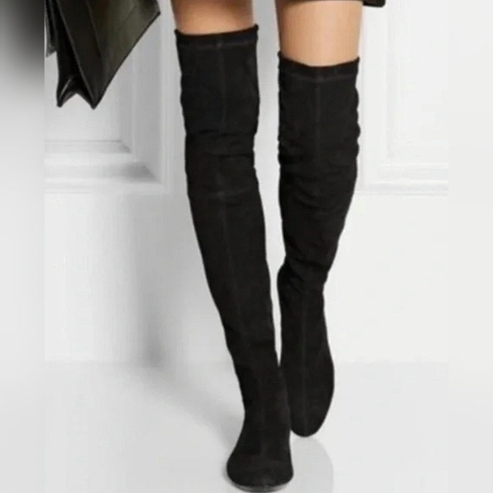 Robert Clergerie Black Over-the-Knee Suede Boots